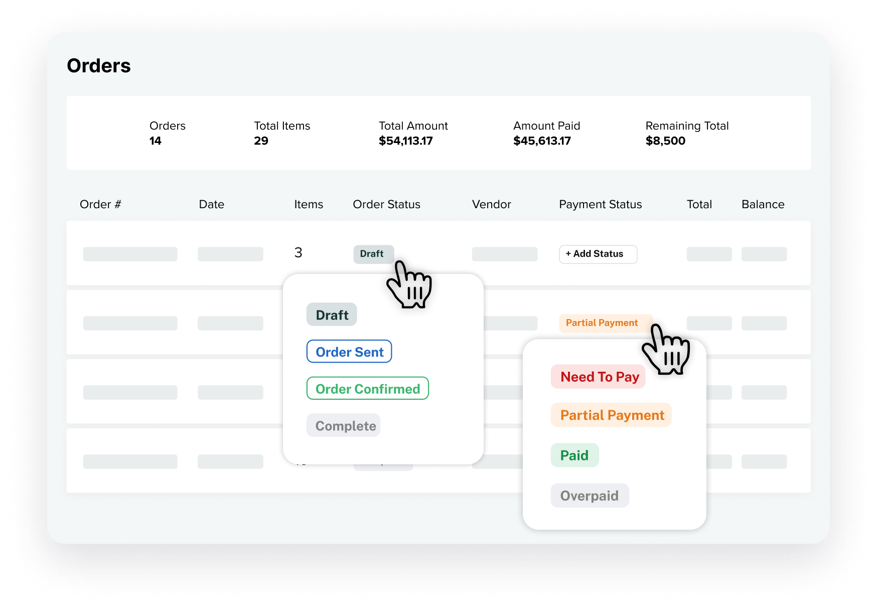 Alcove order status and shipment tracking