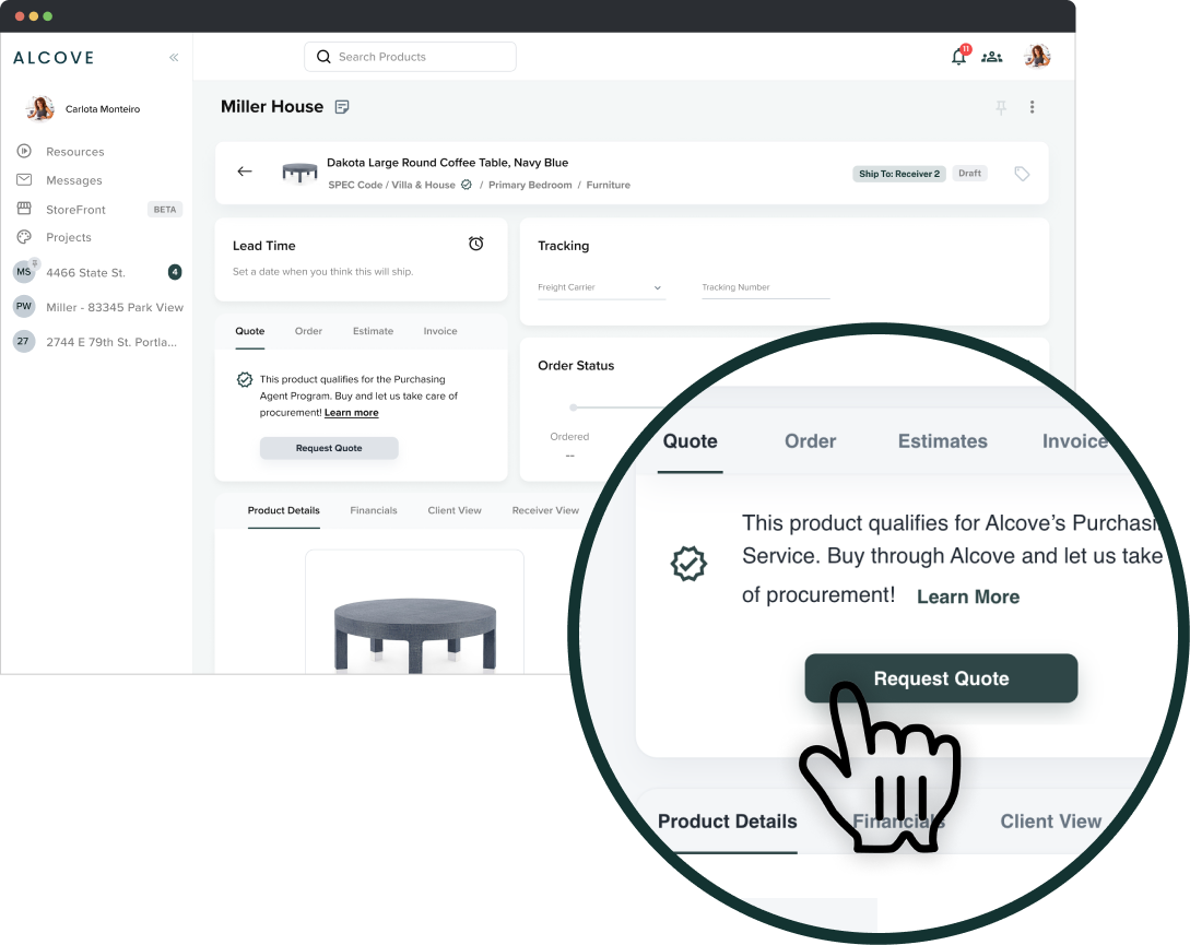 Alcove request-for-quote workflow